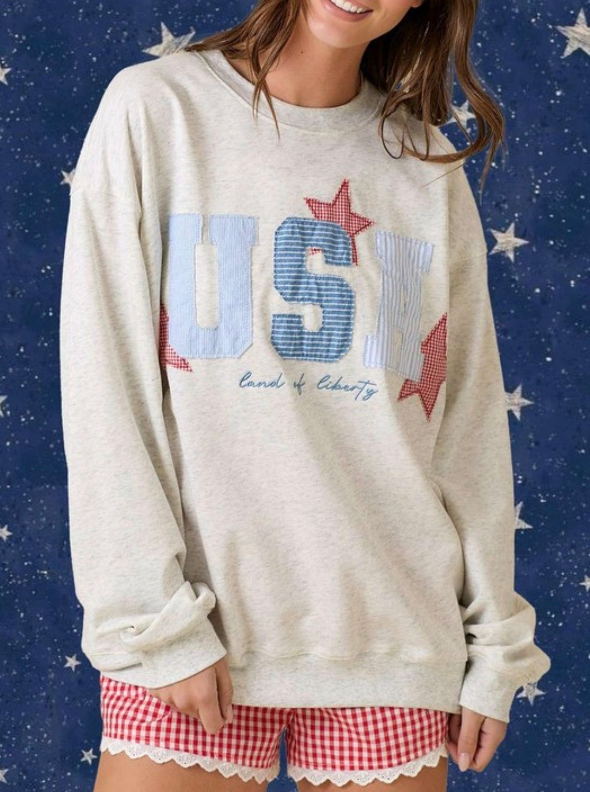 USA Patchwork Oversized Sweatshirt