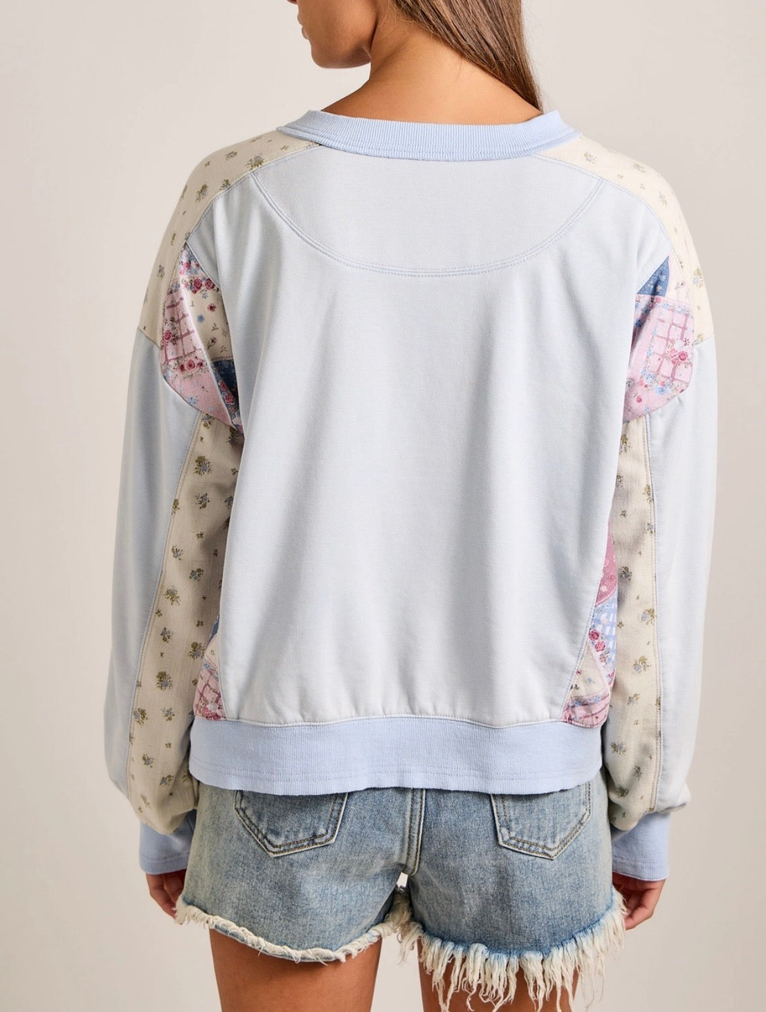 Blue Patchwork Sweatshirt