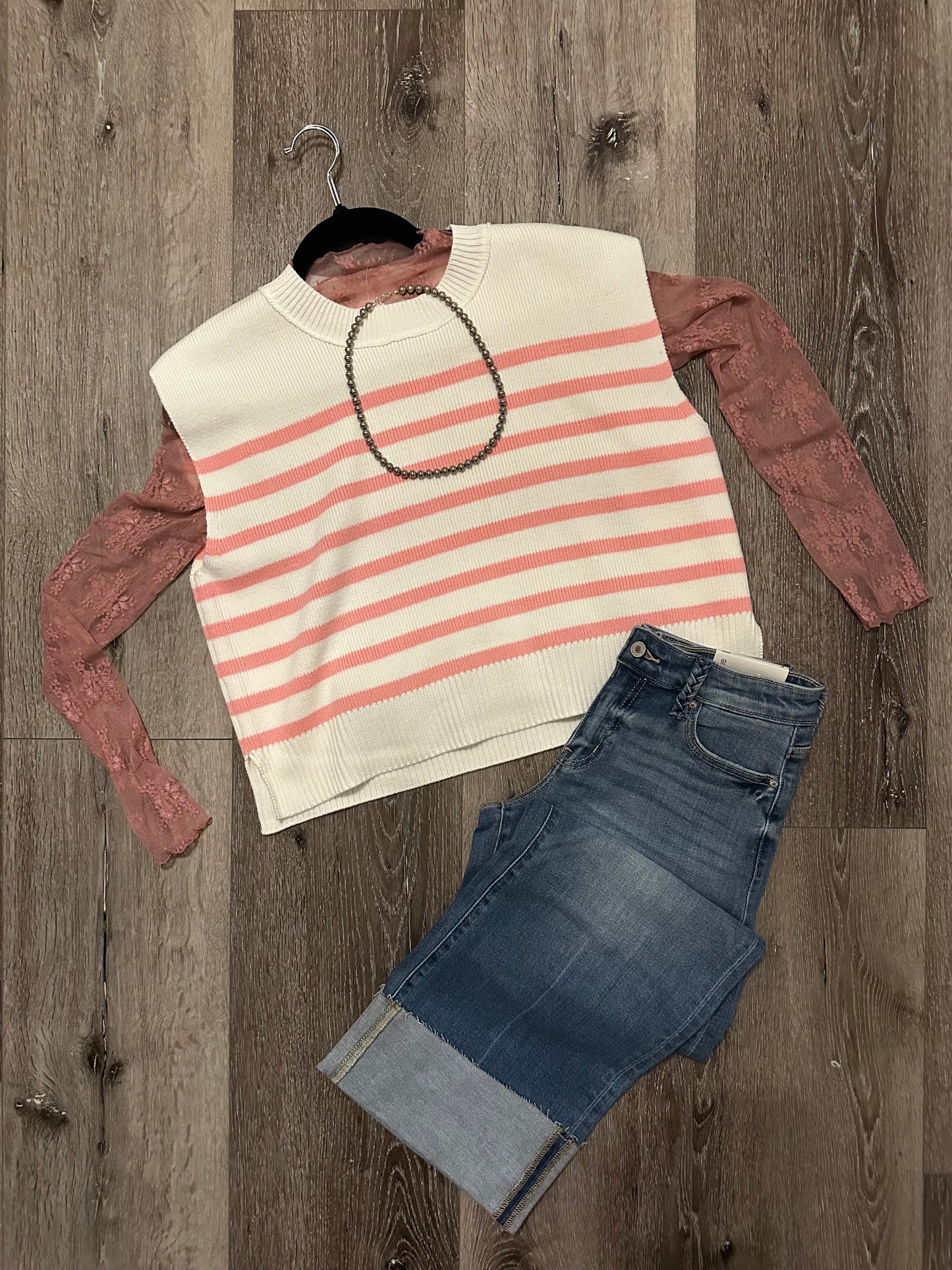 Light Rose Lace Layering Top