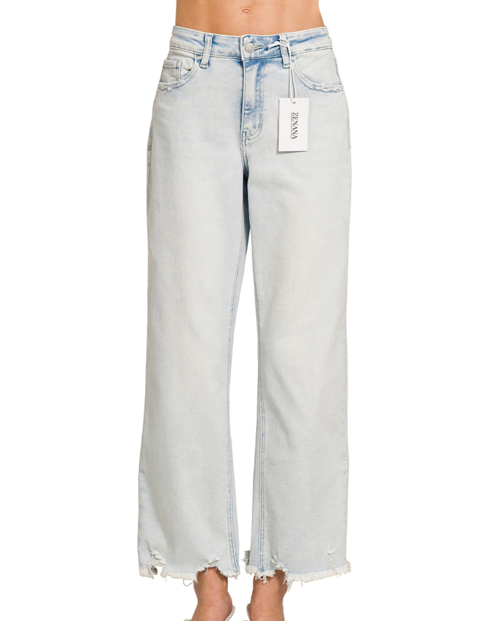 Distressed Raw Hem Jeans