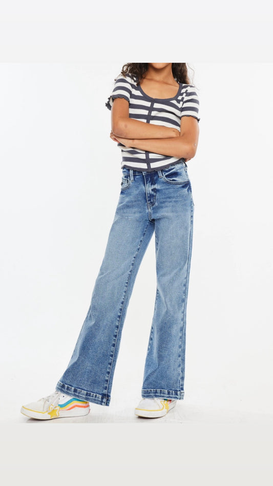 Girls High Rise Wide Leg Kan Can Jeans