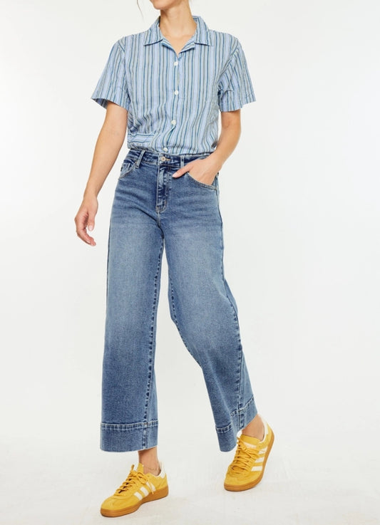 Kan Can High Rise Crop Wide JEANS