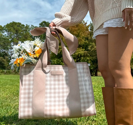 Case-Mate Latte Gingham Bow Jelly Tote Bag