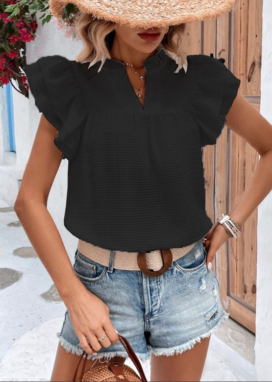Black V Neck Top