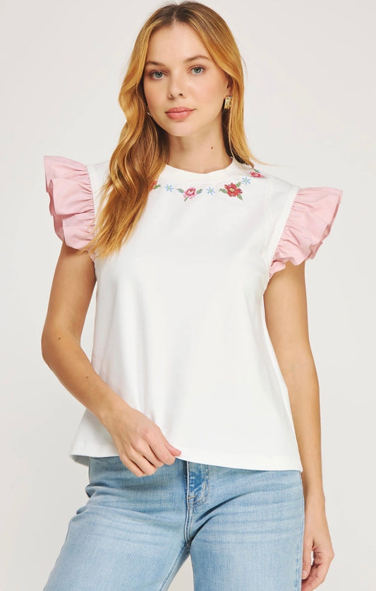 Floral Embroidered Top