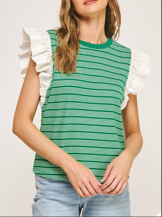 Green Striped Top