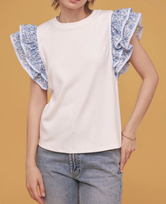 Floral Print Knit Tee Top