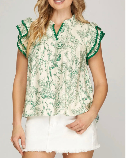 Printed Woven Top