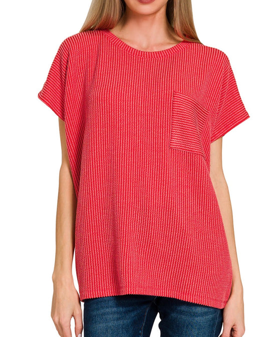 Ruby Ribbed Top