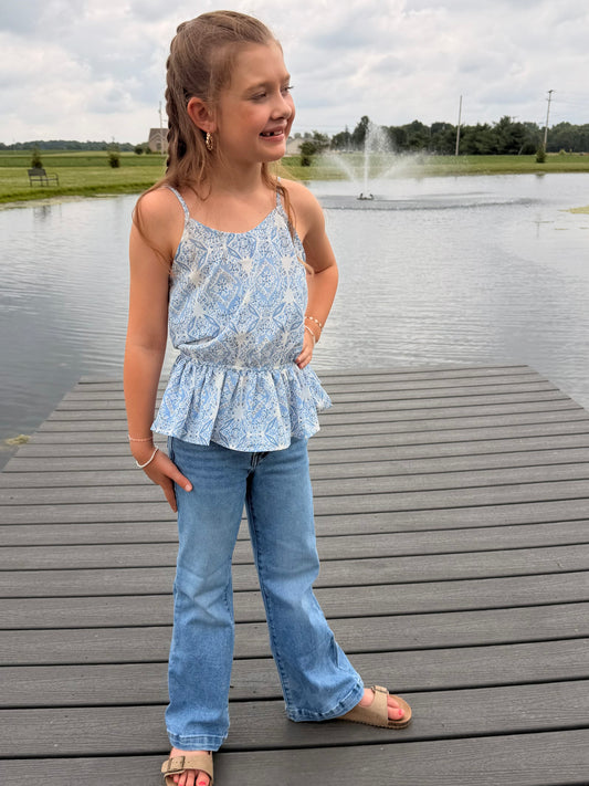 Girls Bandana Print Peplum Cami Tank
