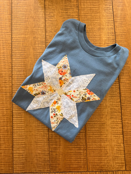 Quilted Star Pattern Shirt - Blue