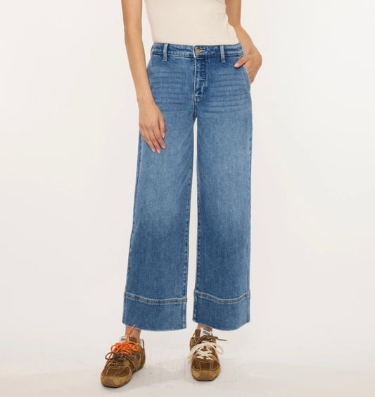 Kan Can High Rise Crop Wide Leg Jeans