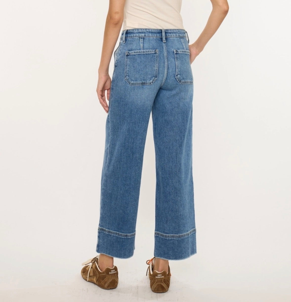 Kan Can High Rise Crop Wide Leg Jeans
