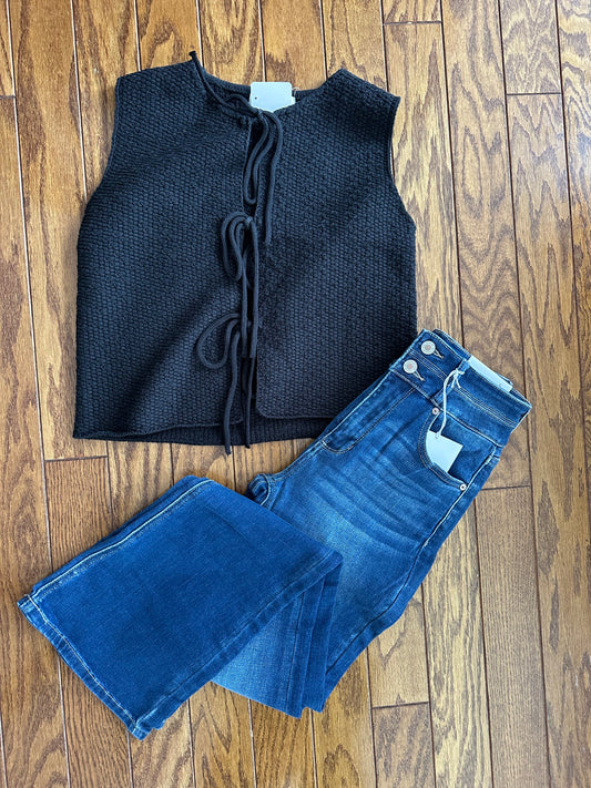 Tie front sweater vest
