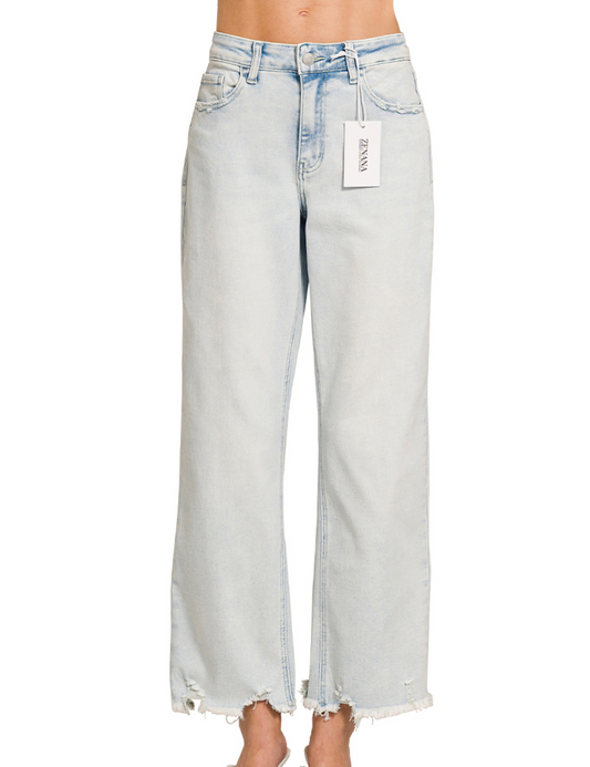 Distressed Raw Hem Jeans