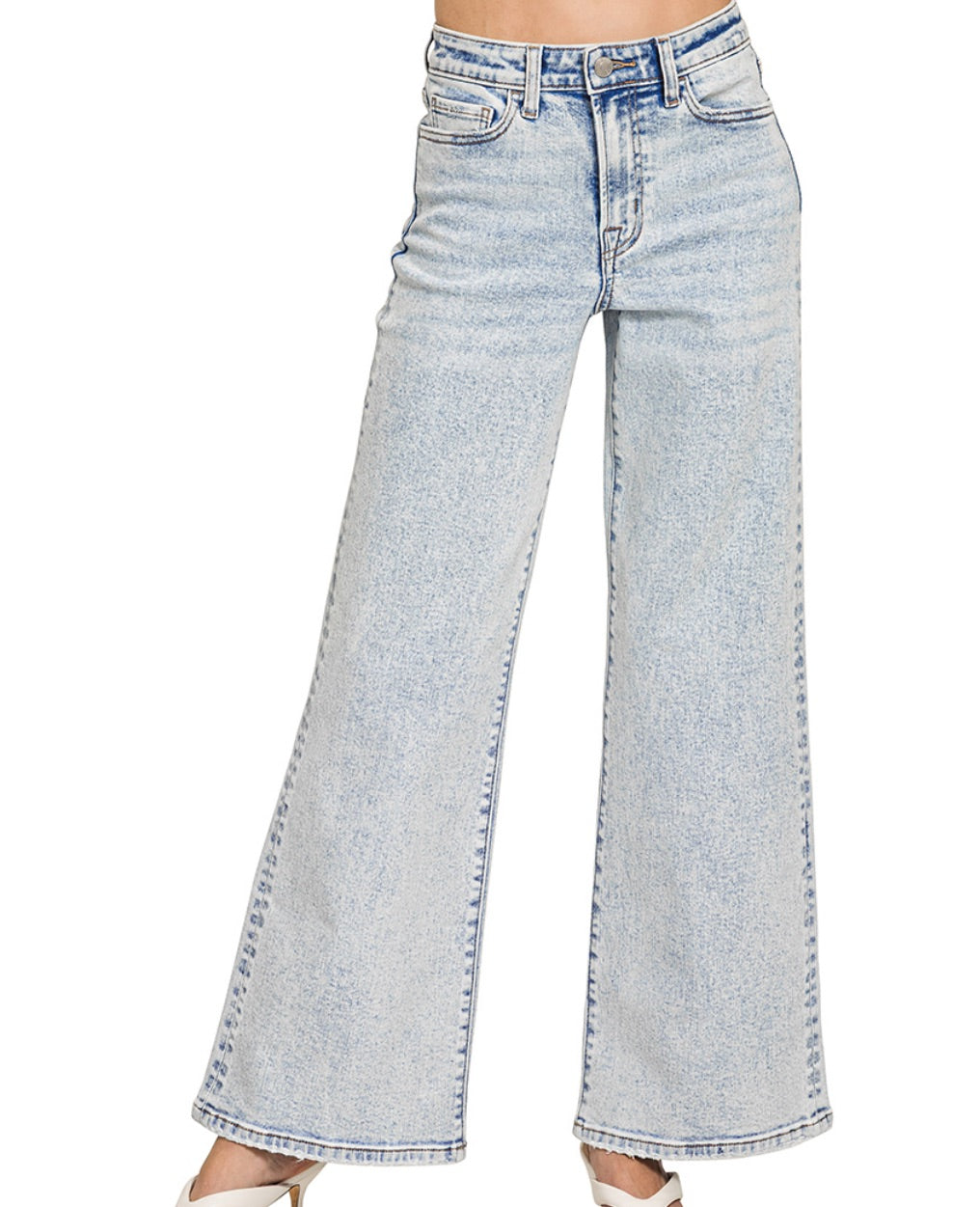 ZENANA LIGHT WASH WIDE LEG DENIM PANTS