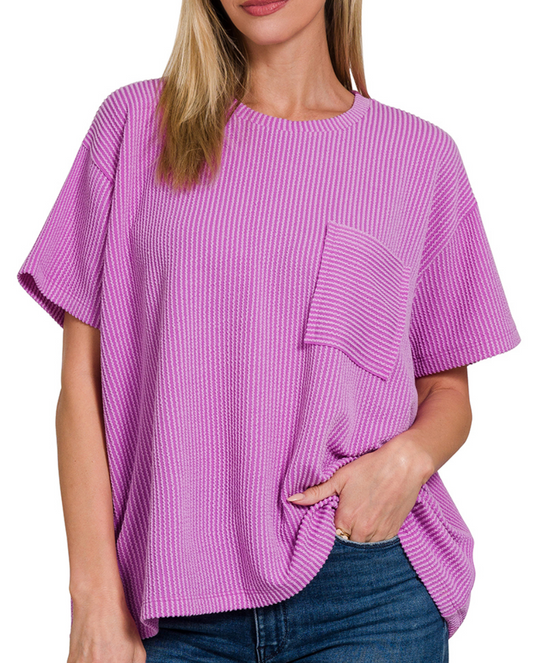 Violet Ribbed Top