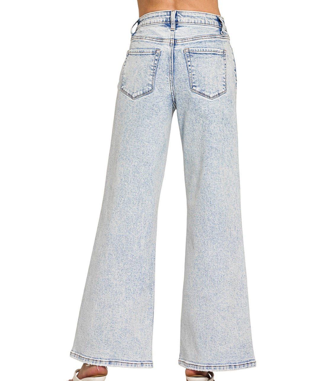 ZENANA LIGHT WASH WIDE LEG DENIM PANTS