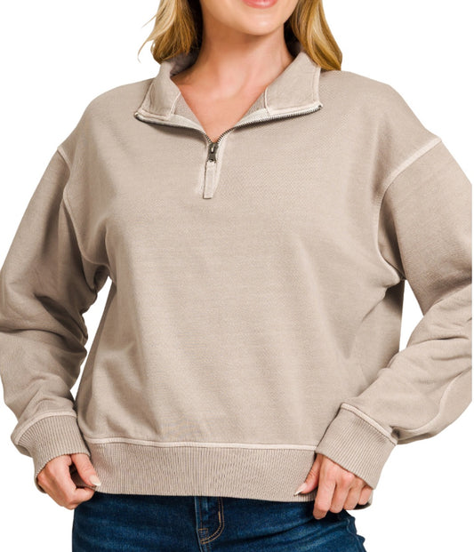 Ash Mocha Zip Pullover