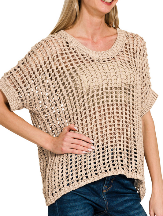 Ash Mocha Crochet Sweater