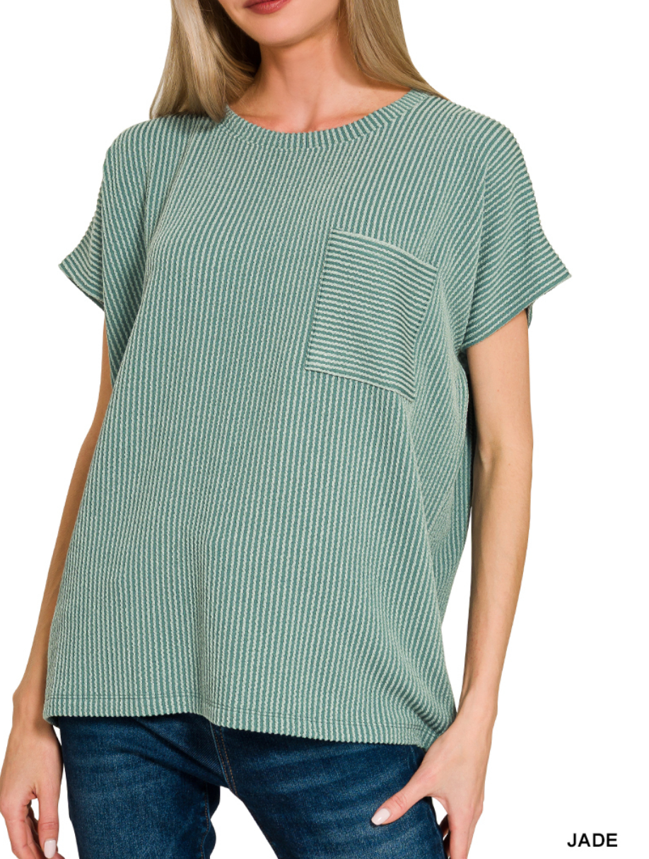 Jade Ribbed Boxy Shirt
