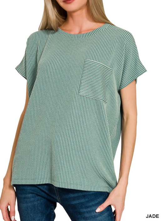 Jade Ribbed Boxy Shirt